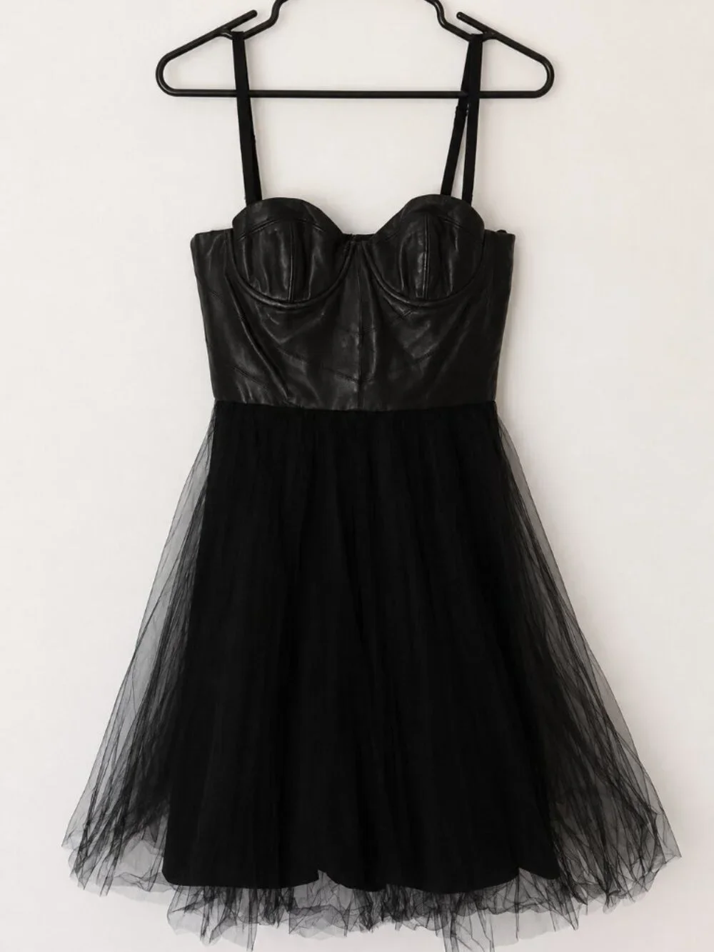 Alice + Olivia Black Leather Bustier Tulle Fit & Flare Dress - Picture 3 of 6